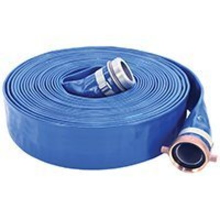 ABBOTT RUBBER ABBOTT RUBBER 1148-2000-50-CE Lay-Flat Water Discharge Hose, Female x Male, PVC, Blue 1148-2000-50-CE